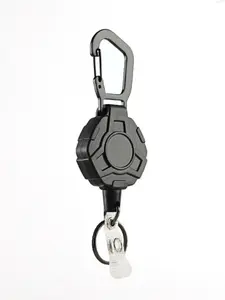 2D Fishing Retractable Anti-Lost Pull Keychain Badge Keeper Metal Lanyard Name Tag Card Holder Reel Recoil Ring Clips Buckle Tools