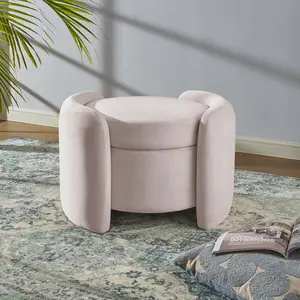 Modway Nebula Upholstered Performance Velvet Ottoman in Pink