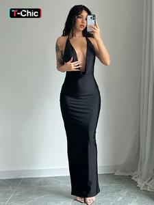 women's solid backless draped tie back satin dress, slim fit fashion halter neck sleeveless long bodycon smooth dress for evening party, birthday dresses 2024, dresses for women, smooth elegant dress for women, formal wear womenswear