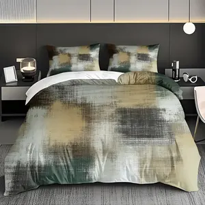 2/3 pcs Abstract geometric color combination theme duvet cover set,skin-friendly breathable bedding set (1* duvet cover +1/2* pillowcase,no filling),suitable for all year round,Machine-washable,for family,friends Valentine Day perfect gift
