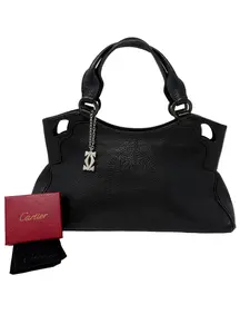 Pre-owned Cartier leather Shoulder Bags Marcello de Top Handle Bag, Black (Vintage)