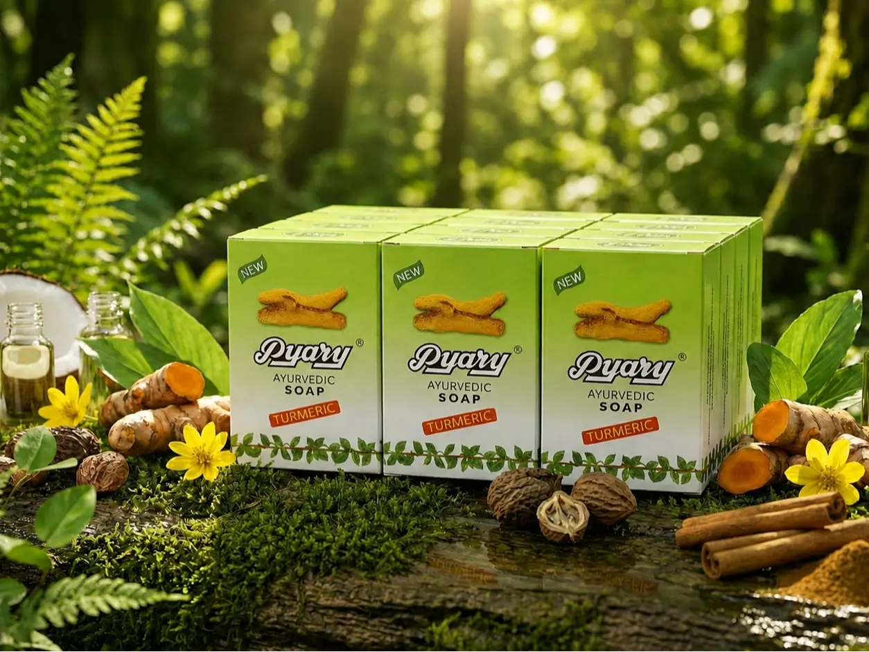 Pyary Ayurvedic Turmeric Soap Pack of 12 – 75g Handmade, Authentic Distributor for North America