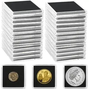 25 PCS Coin Capsules, Coins Snap Holders with 5 Sizes Black Gaskets 20/25/30/35/40mm, Clear Coin Cases for Coin Collection Supplies Fit for Silver Dollar Pounds Cents