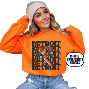 Detroit Baseball Retro Echo Tiger Crewneck Sweatshirt - Men'S & Women'S Sporty Apparel, Game Day Gear Outfit