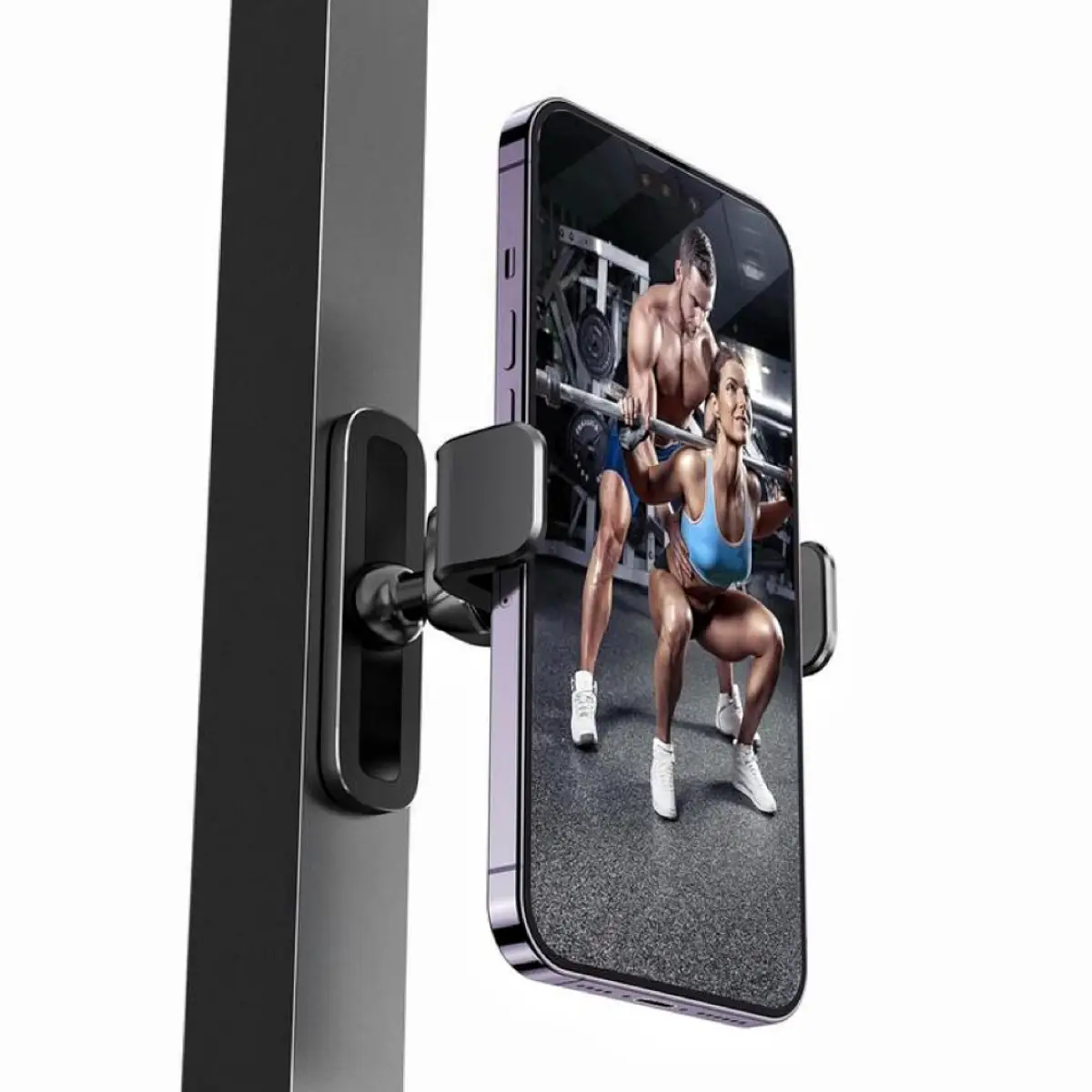 Xcimnw Portable Gym Magnetic Cellphone Holder for iPhone 17/16/15 Pro Max & Android, 360° Adjustable Magnet Phone Mount Attach to Metal Surface, Hands