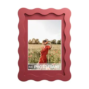 Wave Shape Photo Frame for Wall & Desktop Decor, Artistic Creative Home Ornament, Multicolor Wave Design, 4x6 Inch, Modern Fashion Indoor Accent