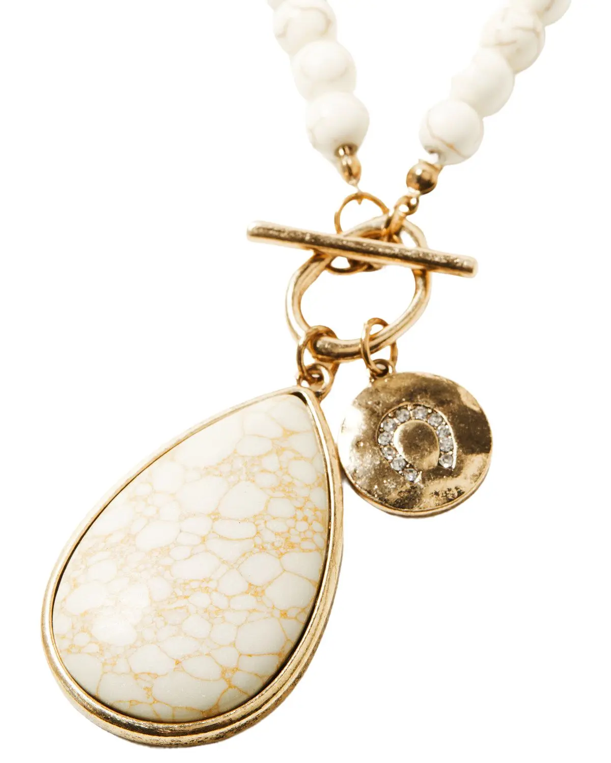 Shyanne Women's Women'S Summer Moon Antique Gold Long Pendant Necklace - Sasu24n2-Offwht