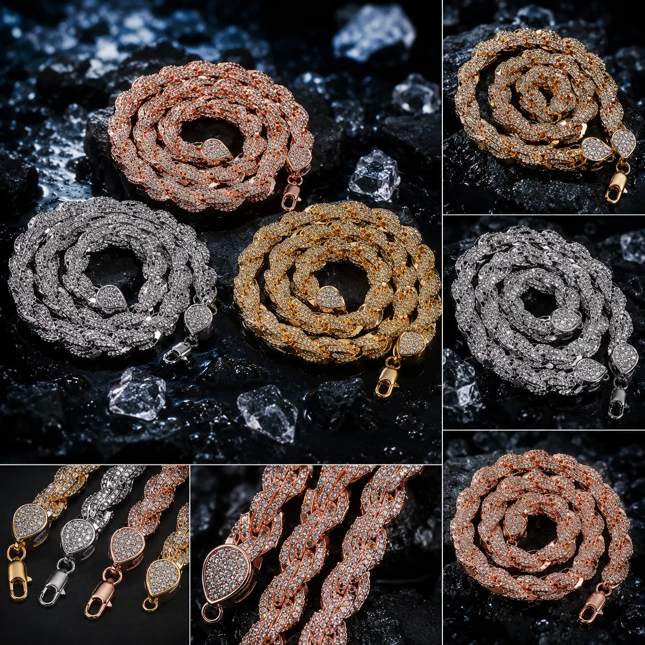 9123 Ice-Twist Miami Cuban Chain - Shiny Bling Accessory for Hip Hop Enthusiasts summerwins
