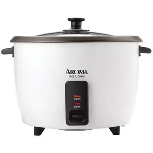 NEW 32-Cup White Rice Cooker with Nonstick Inner Pot, Easy Cooking for Large Meals AROMA