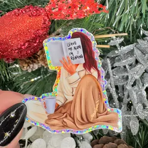 Don't Bother Me I'm Reading Girl Glitter Sticker