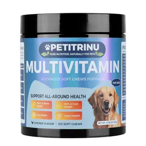 PETITRINU Advanced Multivitamin for Dogs - 120 Chewable Treats, Chicken Flavor, Supports Overall Health, Vitamins for Small, Medium & Large Dogs