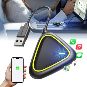 AUXITO 2 in 1 Wireless CarPlay & Android Auto Adapter, Converts OEM Wired CarPlay to Wireless, Plug & Play Seamless Connection for iPhone iOS 12+ & Android 11+, 2025 Upgraded