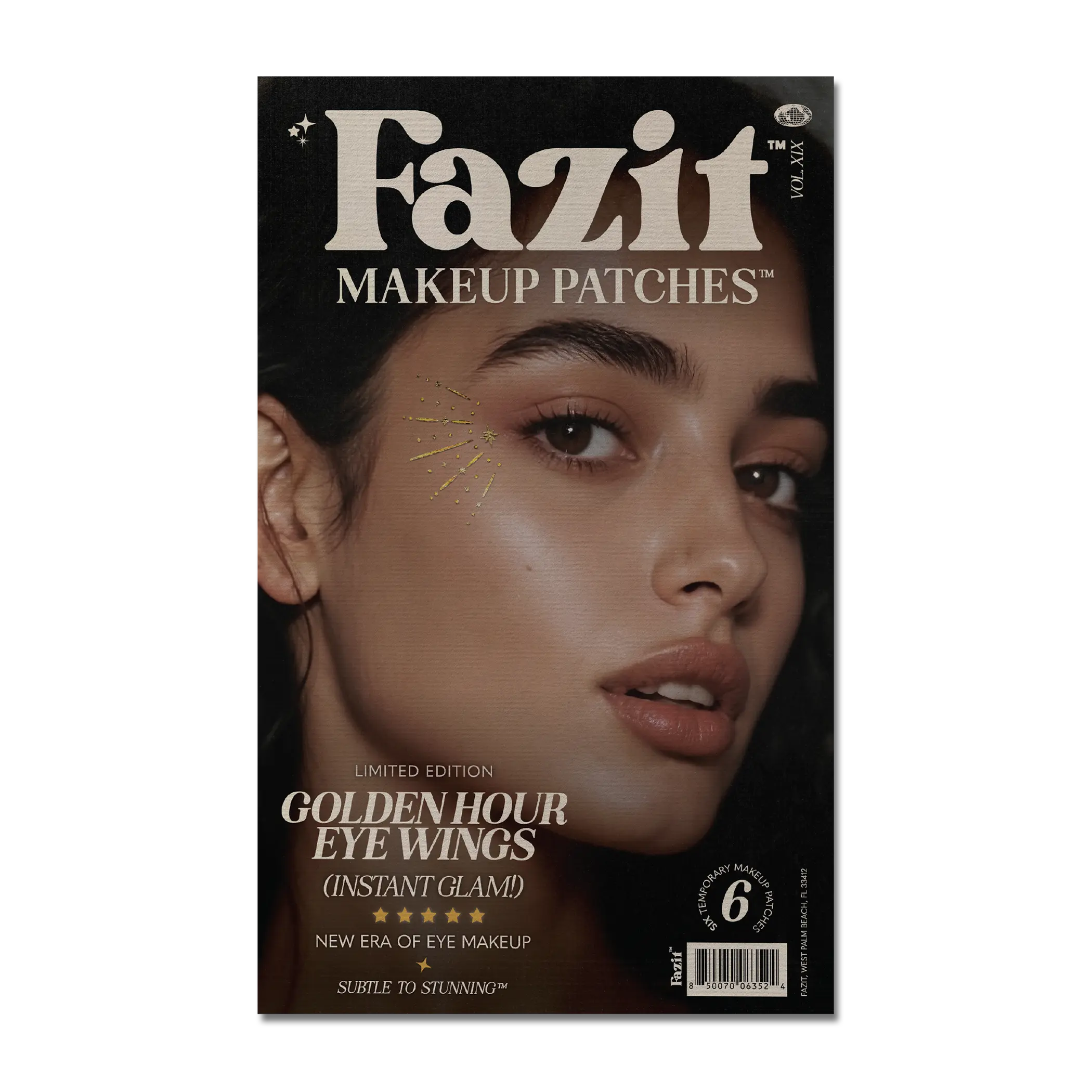 Fazit Golden Hour Eye Wings Instant Glam Metallic Waterproof Sweat Proof Long Wearing Makeup Patches for Radiant Sun Kissed Glam