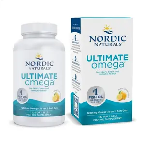 Nordic Naturals Omega-3 Supplement – 1280mg Fish Oil for Brain, Heart & Overall Wellness – Lemon Flavor, 120 Count