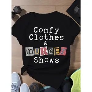 [100% Cotton] Unique Unisex Round Neck T-Shirt – Quirky 'Comfortable Clothes And Murder Show' Print, Perfect For Crime Fans And All Festivities! T-Shirt For Men And Women