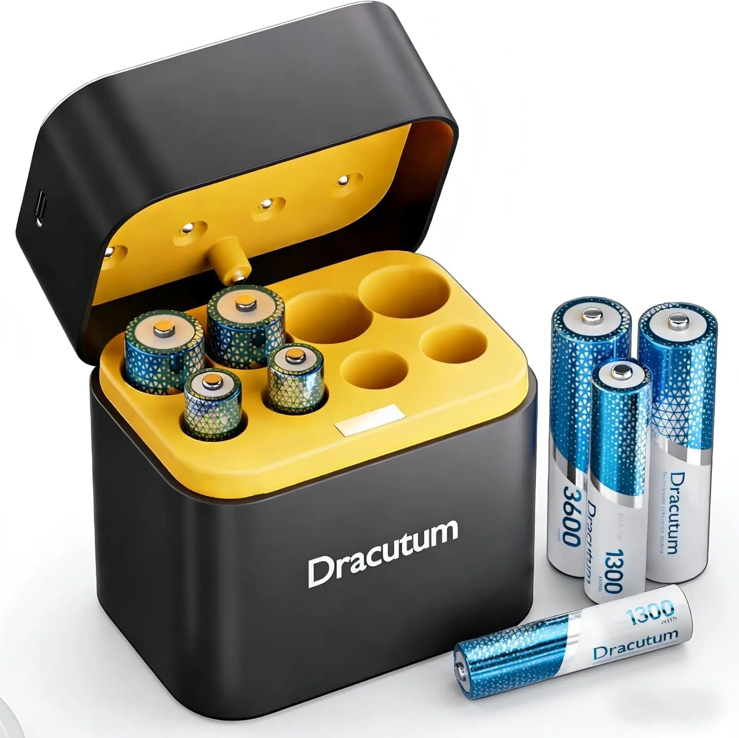 Rechargeable AA AAA Lithium Batteries with Charger 8 Pack Li-Ion Battery 3600mWh AA 1300mWh AAA USB-C 3H Fast Charge 2000+ Cycles for Controller Toys Flashlight Door Lock