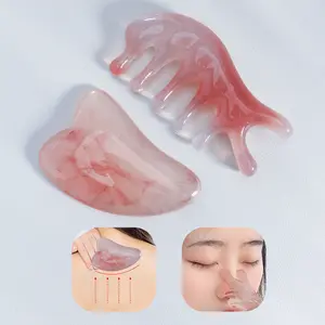 2pcs Facial Beauty Scraping Tool Set, Crystal Resin Head Massage Comb, Body Gua Sha Massager, Acupoint Relief Relaxation Device