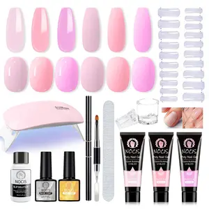 Nocis 12-Piece Nail Extension Gel Set, Includes 3 Colors Extend Gel, Base Coat, Top Coat, Sliding Liquid & Nail Shape Tools