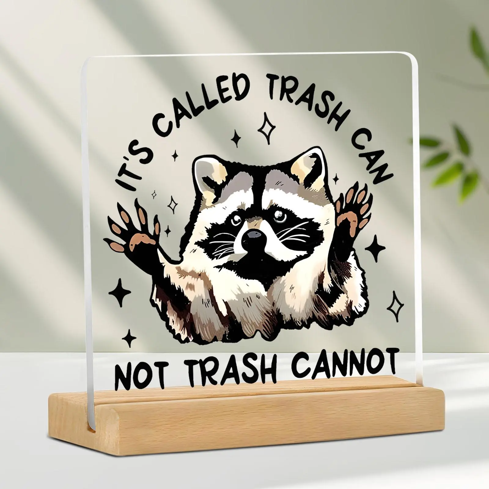 Cartoon Raccoon Pattern Desktop Sign, Funny Office Desktop Ornament, Inspirational Desk Decoration for Home Office, Gift for Colleague Friend, Novelty Desk Decor