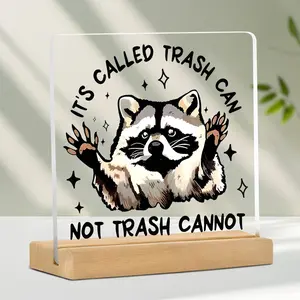 Cartoon Raccoon Pattern Desktop Sign, Funny Office Desktop Ornament, Inspirational Desk Decoration for Home Office, Gift for Colleague Friend, Novelty Desk Decor