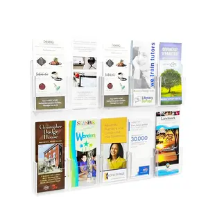 FixtureDisplays® 10-Pocket Wallmount Literature Holder, Takes Tri-fold up to 4X9.5" Wide Brochure Leaflet, Overall 22 X 15.7 X 1.3" 10187-NF