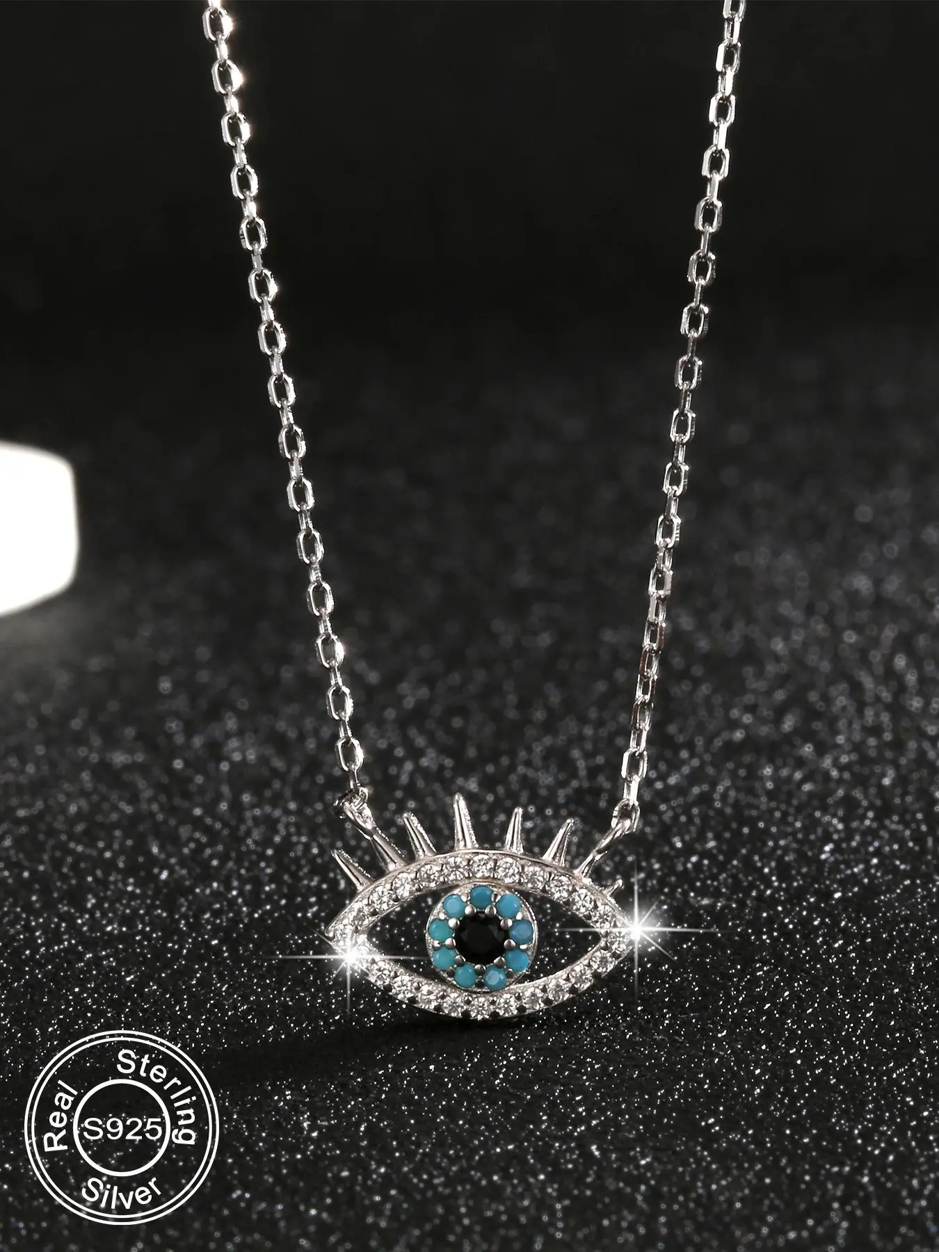 925 Sterling Silver Eye Design Pendant Necklace, Fashion Jewelry for Party, Daily Clothing Decor, Trendy All-match & Exquisite Jewelry for Birthday Gift, Elegant Necklace, Accessory Necklace