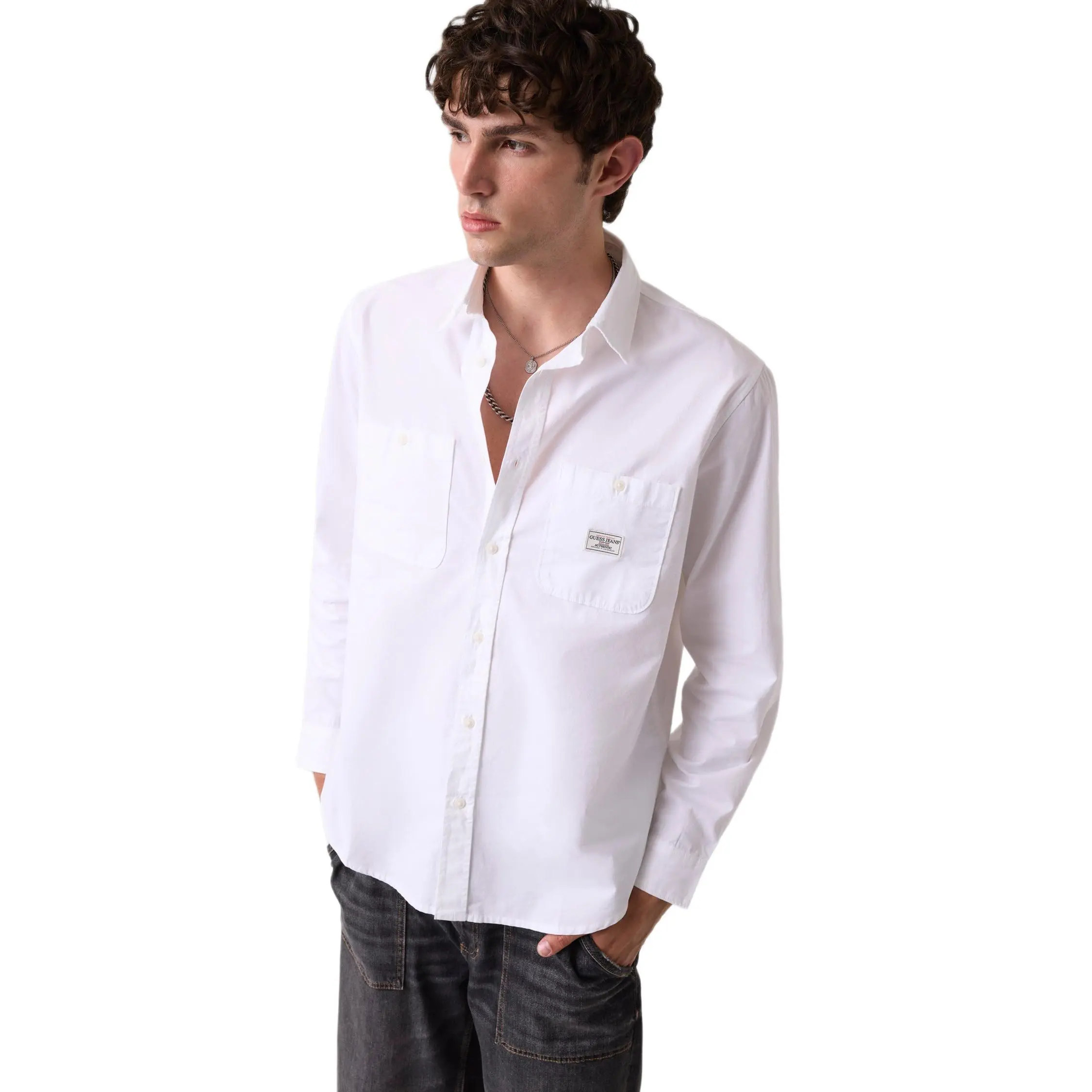 GUESS Jeans Male Long-Sleeve Pocket Shirt