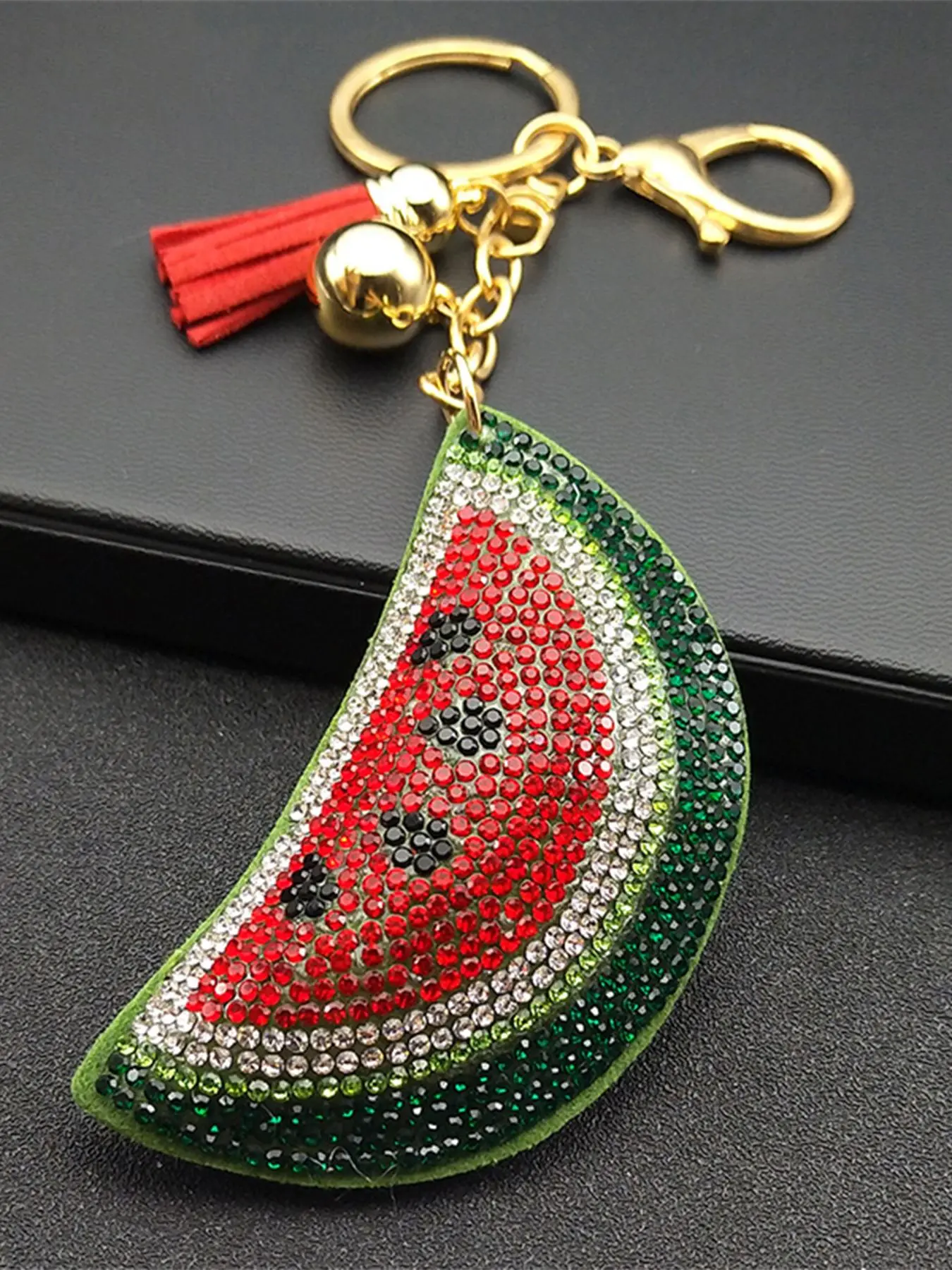 Watermelon Design Keychain, Cute Fruit Design Keychain for Women & Men, Stylish Keychain, Fashion Accessories for Bag Decoration, Bag Pendant Keychain, Keychain for Purse, Bling Bling Keychains, Rhinestone Keychain