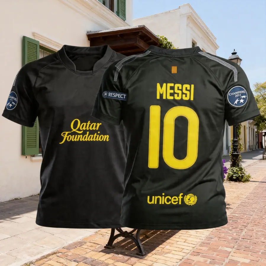 Messi 2011-12 Retro Second Away Home Blue Black No.10 Short-sleeved Long-sleeved Soccer Jerseys