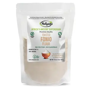 Nafajama Premium Gluten-Free Toasted Fonio Flour | Ancient African Superfood | All-Natural, Non-GMO, Vegan, High-Fiber - 1 Bag of 1 lb / 454g