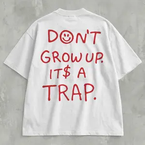 Dont Grow Up It's A Trap Oversized Vintage Washed Tshirt Streetwear Graphic Print Y2K Hip Hop outdoorfun