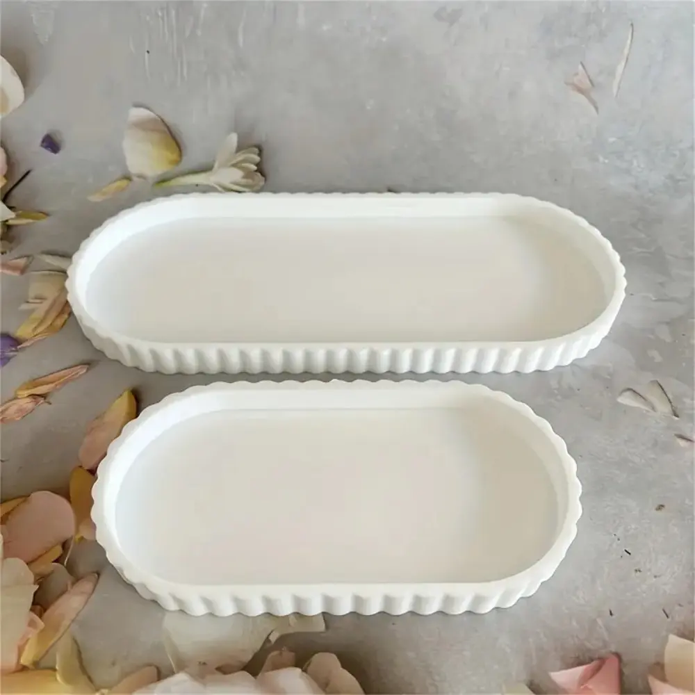 Silicone Bathroom Vanity Tray, Oval Shaped Storage Tray, Cosmetic Storage Tray, Bathroom Accessories, Bathroom Organizer Supplies