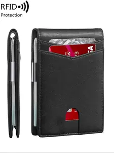 Minimalist Multi Functional Thin Anti Theft Wallet, Multiple Card Slot Card Holder, RFID Blocking Stylish Bi-fold Pu Leather Wallet, Ideal Gift for Men