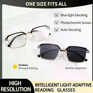 Progressive Reading Glasses for Men & Women, Blue Light Blocking Photochromic Multifocal Readers for Near & Far Vision