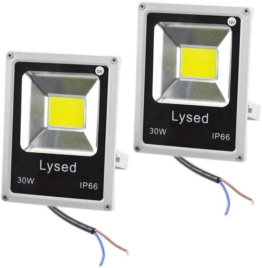 12 Volt Flood Light Bowfishing Lights 30W Low Volta Flood Lights Outdoor IP66 Waterproof (White Light 2Pack)