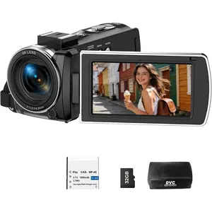 Camcorder Video Camera 4K, 64MP Digital Camera for Vlogging, 18X Digital Zoom YouTube Camera 3" 270? Rotation Screen Video Recorder with , 32GB Card, Remote Control