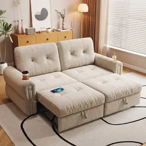 77-in Sheneyron Fabric 2-in-1 Multi-Functional Convertible Sofa Bed - Living Room Bedroom Indoor Furniture Sofa Couch for Sitting & Lying