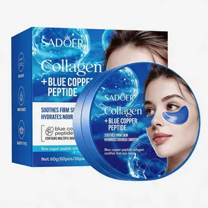 60pcs Blue Copper Peptide + Collagen Under Eye Patches , Moisturizing Eye Gel Patch for Dark Circles Puffy Eyes, Firms & Smooths Fine Lines, Soothes Tired Skin, Nourish Depuffing Brightening Eye Mask Skincare Must-Have On-the-Go Beauty Tool