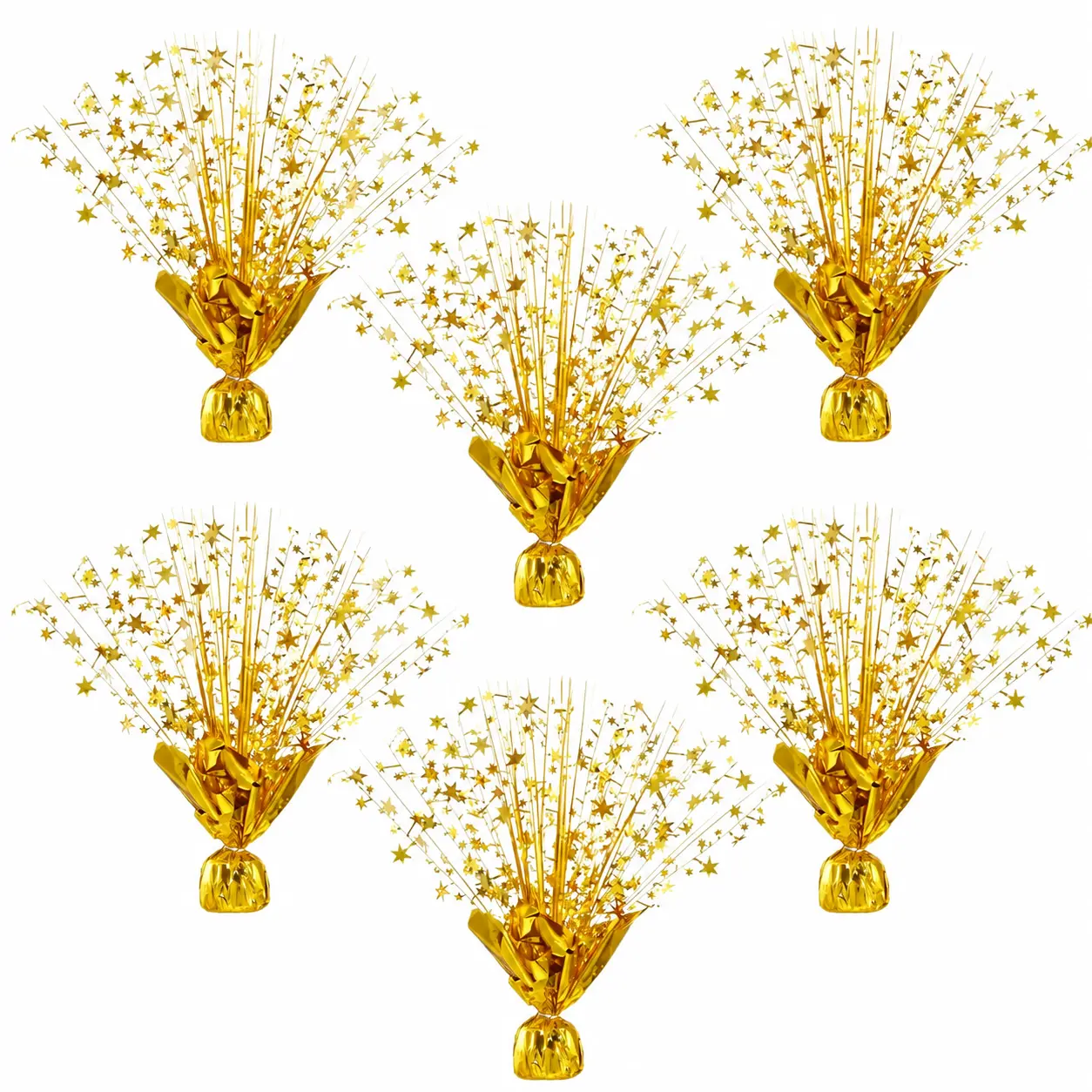 6PCS Metallic Starburst Table Centerpiece Set, Home & Festive Party Decor for Birthday, Wedding Events