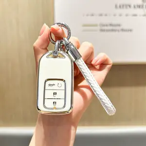 for Honda Key Fob Cover with Keychain, Car Key Case Shell Protector for Honda Accord | Civic | Pilot | CRV Passport Insight EX Fit Odyssey | 2015-2021 | 5 Buttons Smart Remote Control