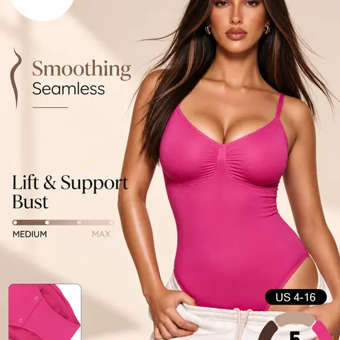 LUMENNEST Women's Minimalist Adjustable Thin Strap Seamless Stretch Bodysuit, Soft Solid Color Breathable Shapewear, High Stretch Sportswear