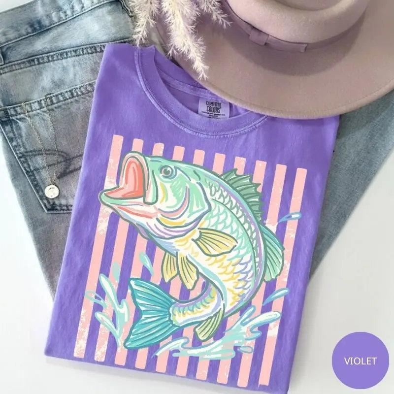 Comfort Colors Retro Bass Fis Shirt, Pastel Fis, Graphic Tee, Preppy Coastal Lake Aesthetic T-Shirt, Summer Fis Outfit, Large Mouth Bass Angler Gift Gift For Her, Cotton Fabric – SoftHype Apparel