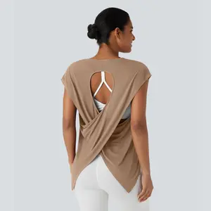 Halara Crossover Backless Asymmetric High-Low Hem Running Sports Top