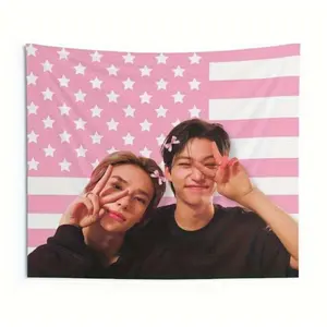 SKZ Live America Banner - Stray Hyunjin & Kpop Merch, 60x40 Feet, Pink with White Stripes, Durable PEa Tapestry, Perfect for Concerts, Birthdays, and Fan Gifts, Fan Merchandise |     Kpop Merchandise |     Fabric, Kpop Merchandise