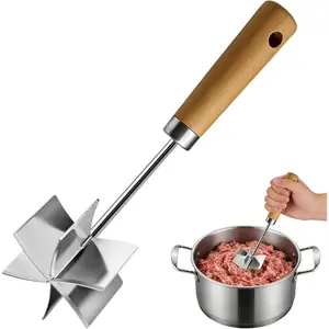 Stainless Steel Meat Chopper Masher,10.6 Inch Ground Beef Chopper Tool,6 Curved Shredderfor Ground Beef Grinder & Potato Mix Kitchen Gadgets