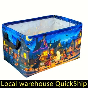 Halloween Spooky Witch Castle Storage Basket Fabric Kitchen Baskets Black Bat Ghost Pumpkin Open Home Storage Bins Boxes Foldable, Gift Basket Teacher Basket Book Basket, Halloween Basket, Fall Basket, Halloween Baskets, Spooky Basket