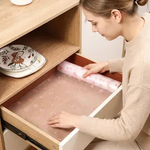 Eva Kitchen Cabinet Lining, Non-Stick Waterproof Oil-Resistant, Cherry Blossom Design, Easy Clean Durable, Anti-Slip Shelf Protector