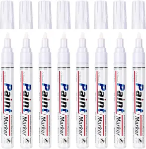 White  Pen Permanent Marker  8 Pack White Markers, 2-3mm Tip, , High Coverage, Fade Resistant for Tire, Metal, , Rock, Plastic, Fabric  Ideal for Engineers