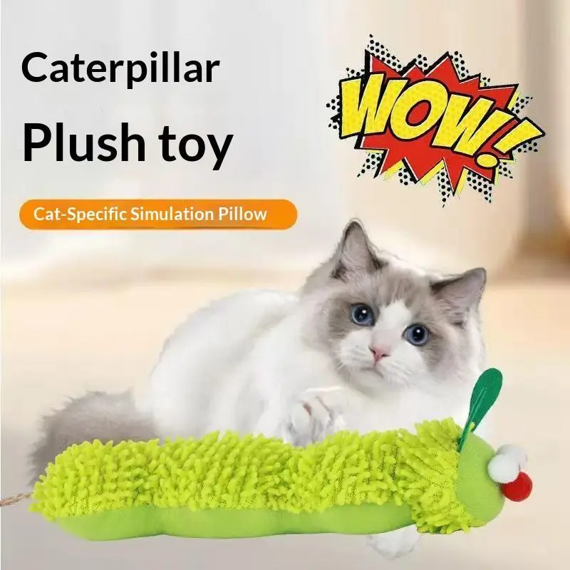 3-Pack Interactive Caterpillar Cat Toys – Cute Plush Worm Toys with Chewable & Teething Design, Fun Enrichment Play Toys for Kittens and Indoor Cats