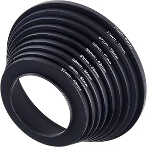 Step Up Lens Filter Adapter Rings - Set of 9 - Allows You to Fit Larger Size Lens Filters on a Lens with a Smaller Diameter - Sizes: 37-49, 49-52, 52-55, 55-58, 58-62, 62-67, 67-72, 72-77, 77-82 mm